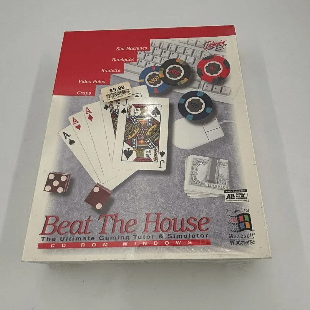 Beat The House Big Box Ultimate Gaming Tutor Simulator CD ROM Windows 95 Sealed